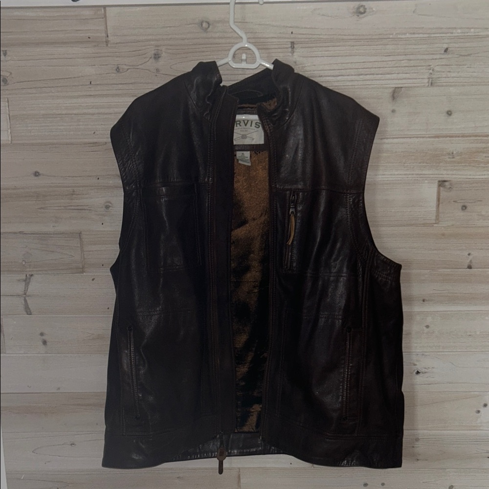 Orvis Men's Dark Brown Leather Vest